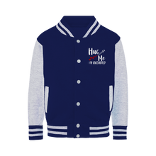 Load image into Gallery viewer, Hug Me I&#39;m Vaccinated Varsity Jacket
