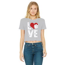 Load image into Gallery viewer, Love Dog Classic Women&#39;s Cropped Raw Edge T-Shirt
