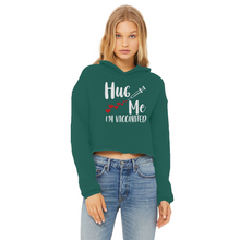 Load image into Gallery viewer, Hug Me I&#39;m Vaccinated Ladies Cropped Raw Edge Hoodie
