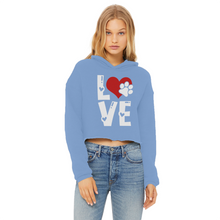 Load image into Gallery viewer, Love Dog Ladies Cropped Raw Edge Hoodie
