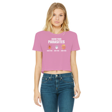 Load image into Gallery viewer, Trump Parasite Classic Women&#39;s Cropped Raw Edge T-Shirt
