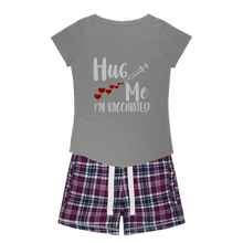 Load image into Gallery viewer, Hug Me I&#39;m Vaccinated Girls Sleepy Tee and Flannel Short
