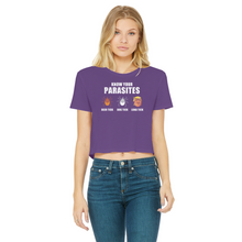 Load image into Gallery viewer, Trump Parasite Classic Women&#39;s Cropped Raw Edge T-Shirt
