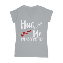 Load image into Gallery viewer, Hug Me I&#39;m Vaccinated Classic Women&#39;s V-Neck T-Shirt
