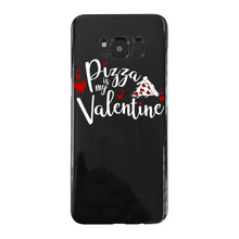 Load image into Gallery viewer, Pizza is My Valentine Back Printed Black Soft Phone Case
